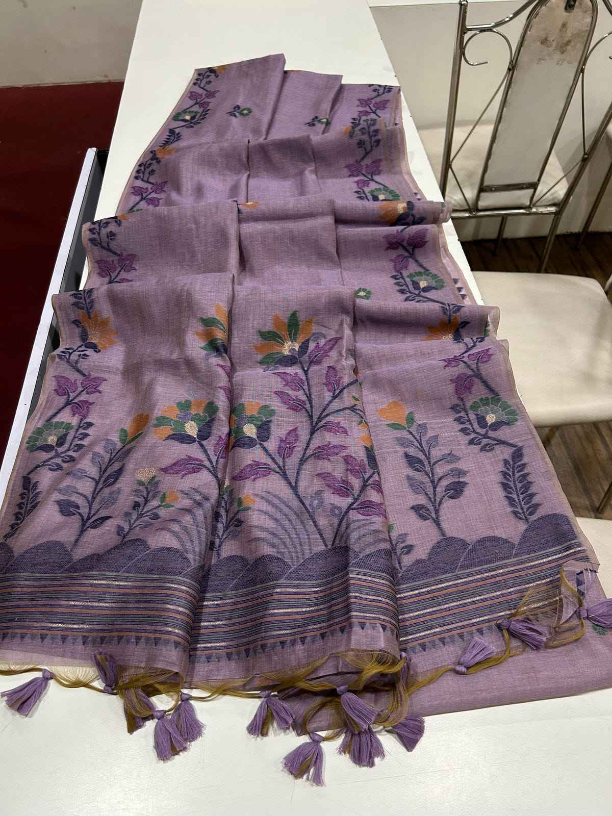 SOFT MUGA COTTON JAMDANI CONCEPT SAREE AT WHOLESALE PRICE