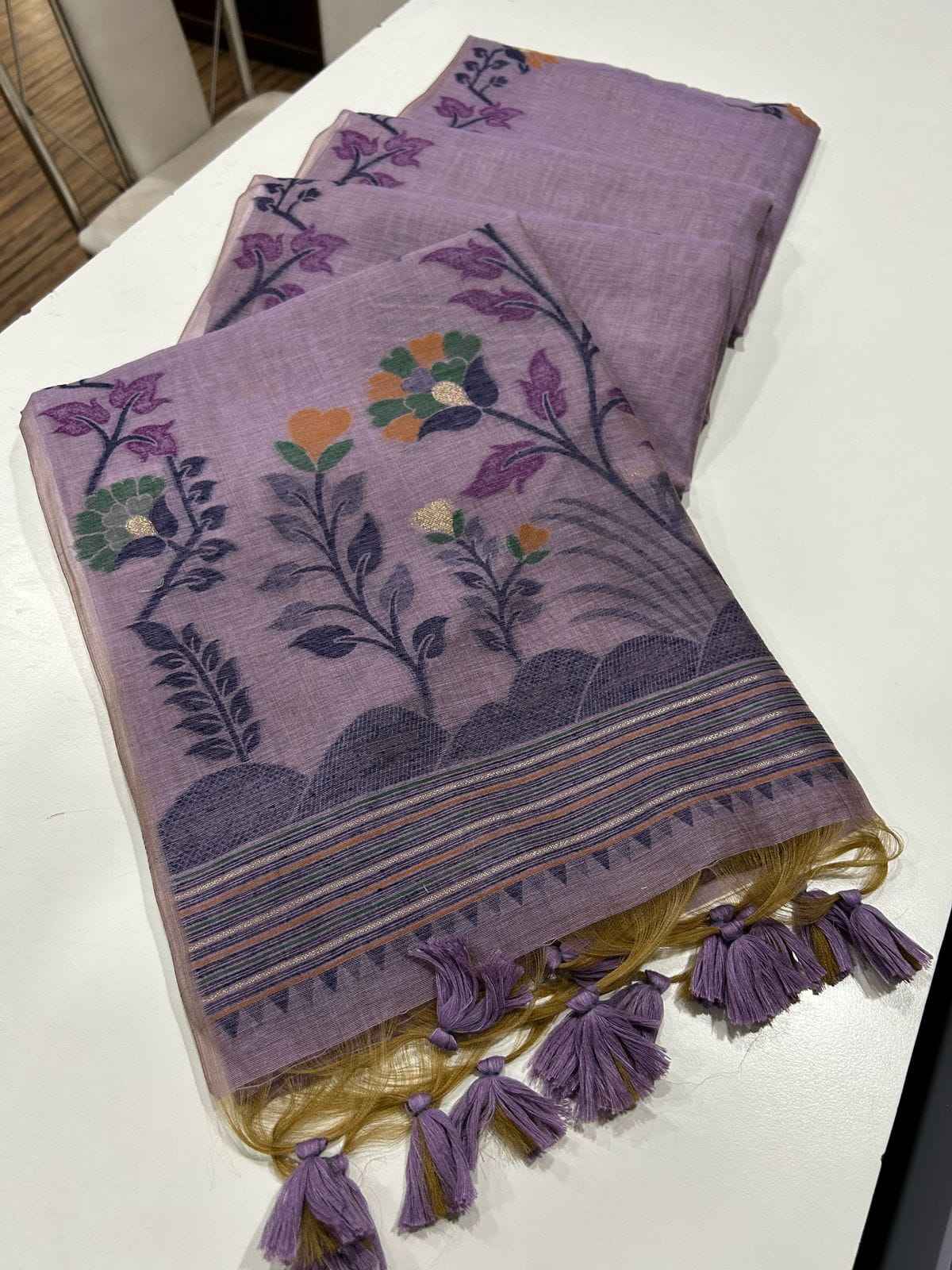 SOFT MUGA COTTON JAMDANI CONCEPT SAREE AT WHOLESALE PRICE