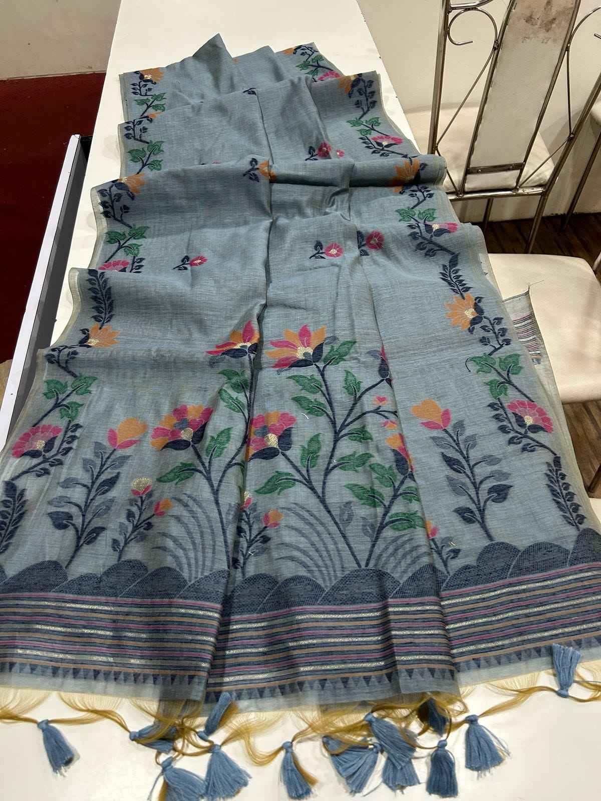 SOFT MUGA COTTON JAMDANI CONCEPT SAREE AT WHOLESALE PRICE