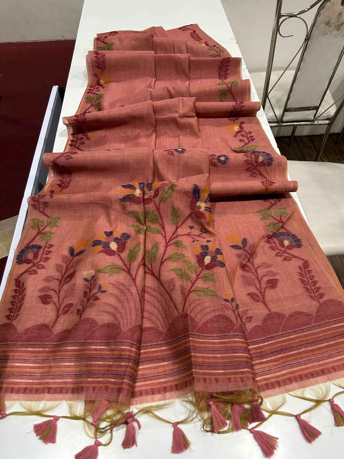 SOFT MUGA COTTON JAMDANI CONCEPT SAREE AT WHOLESALE PRICE