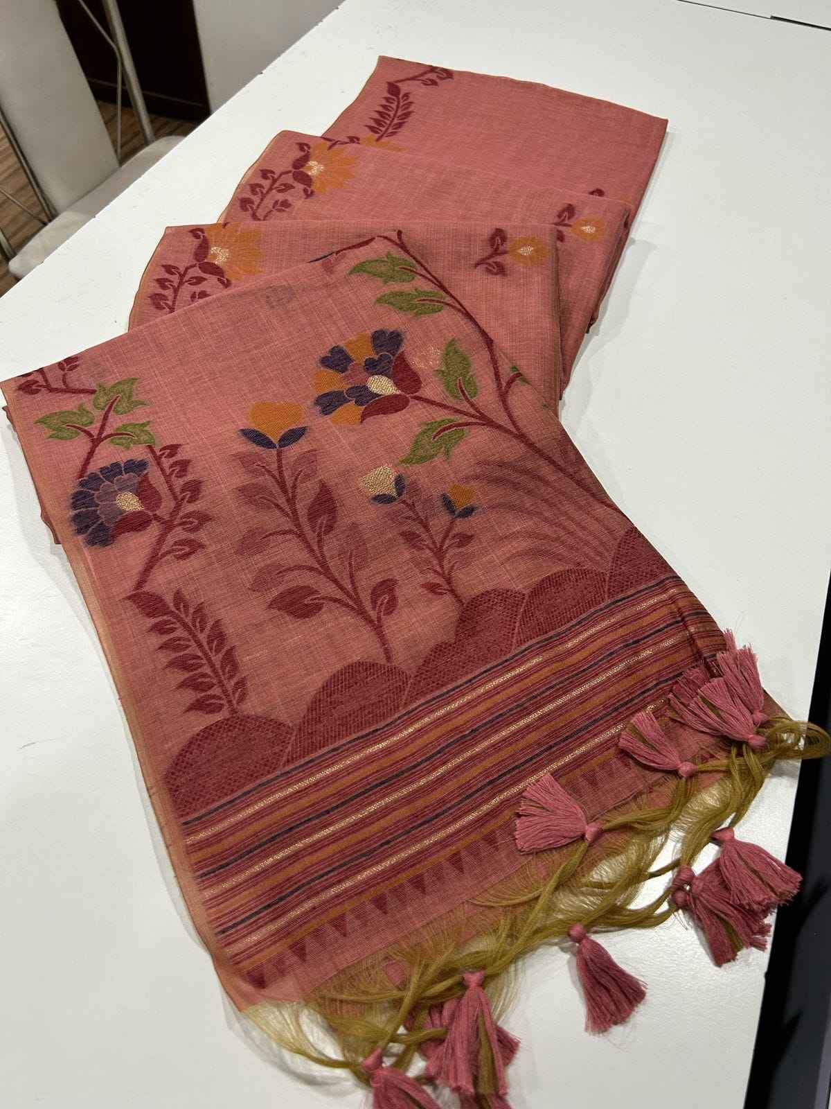 SOFT MUGA COTTON JAMDANI CONCEPT SAREE AT WHOLESALE PRICE