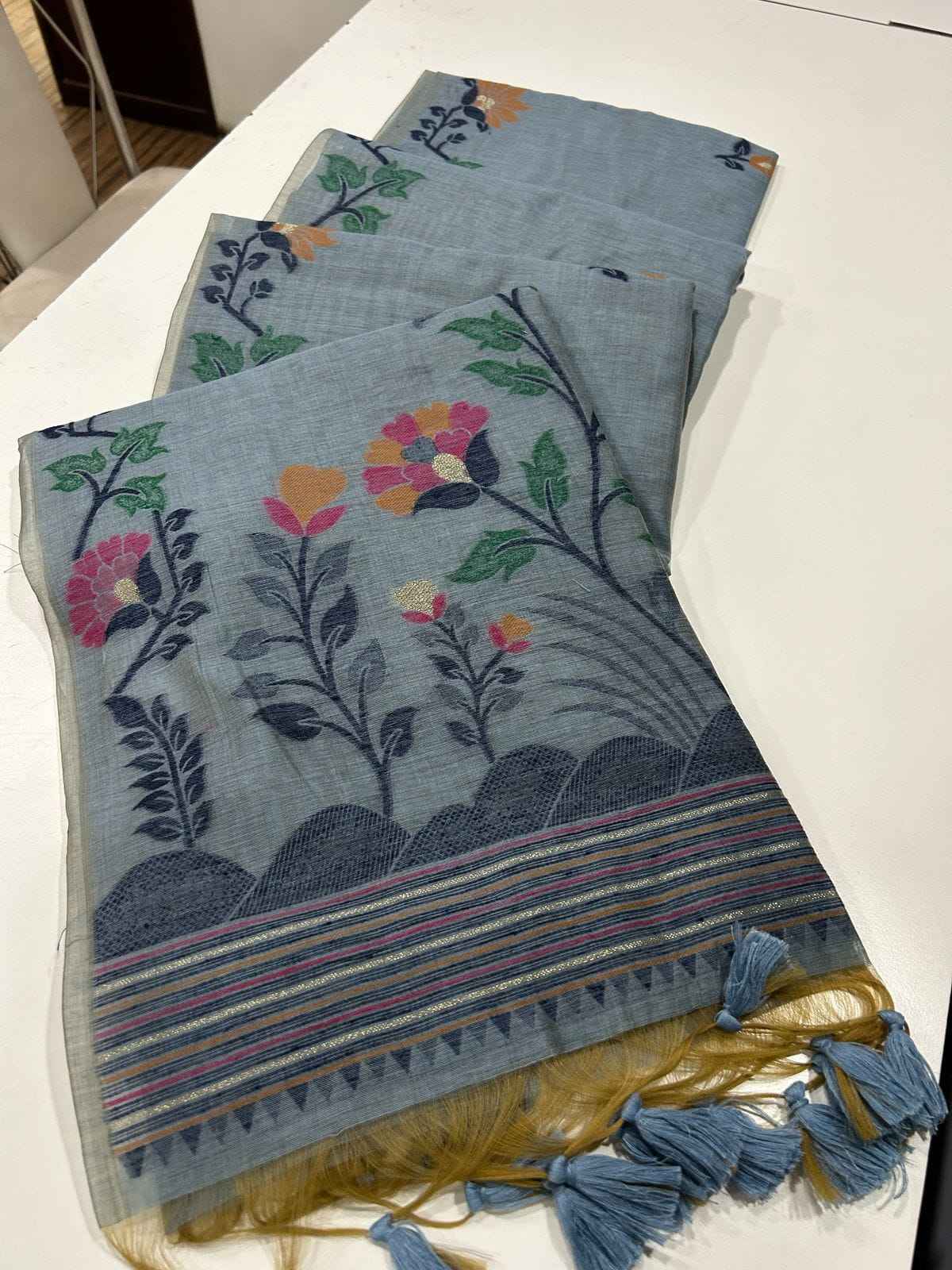 SOFT MUGA COTTON JAMDANI CONCEPT SAREE AT WHOLESALE PRICE
