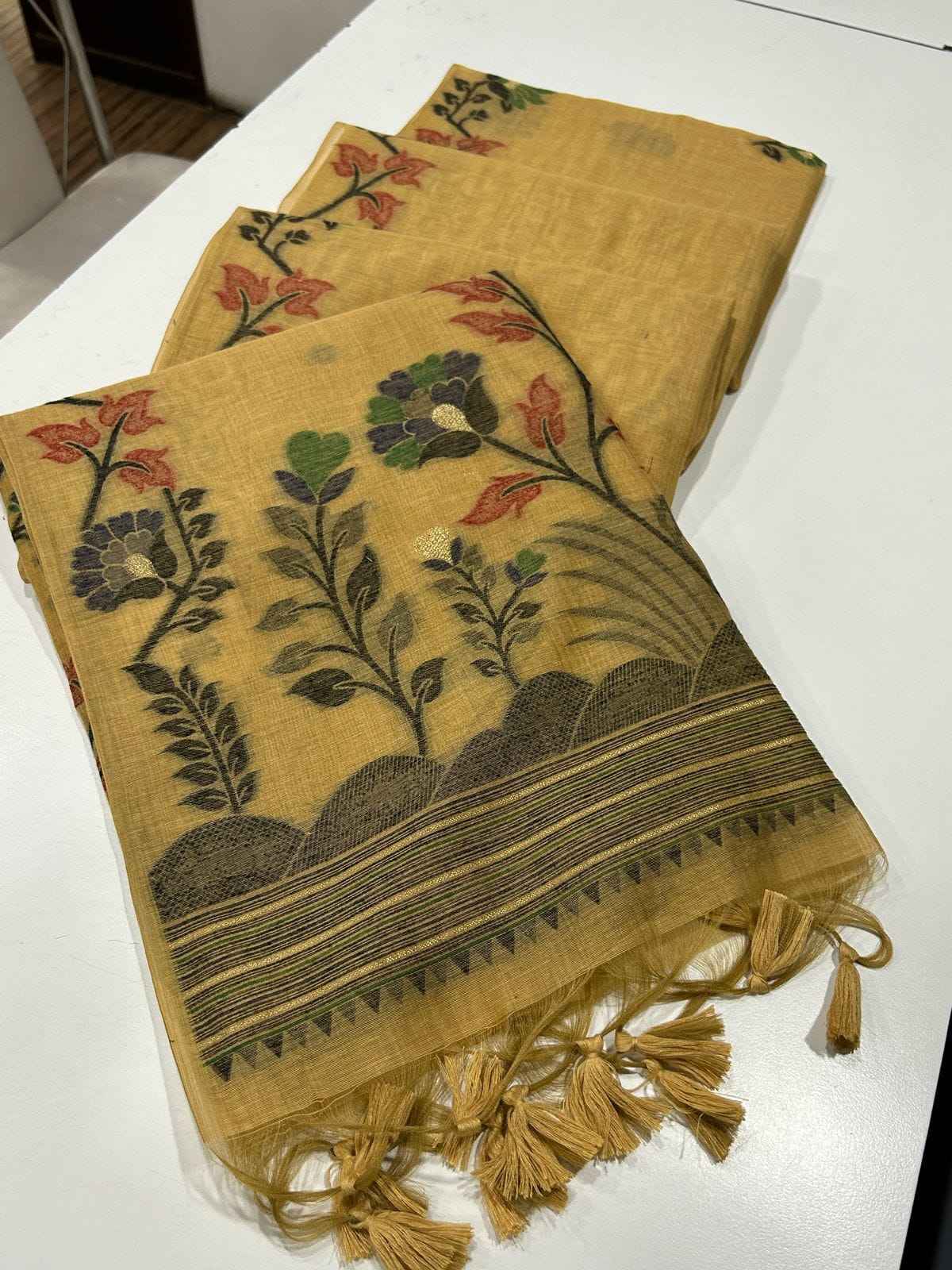 SOFT MUGA COTTON JAMDANI CONCEPT SAREE AT WHOLESALE PRICE