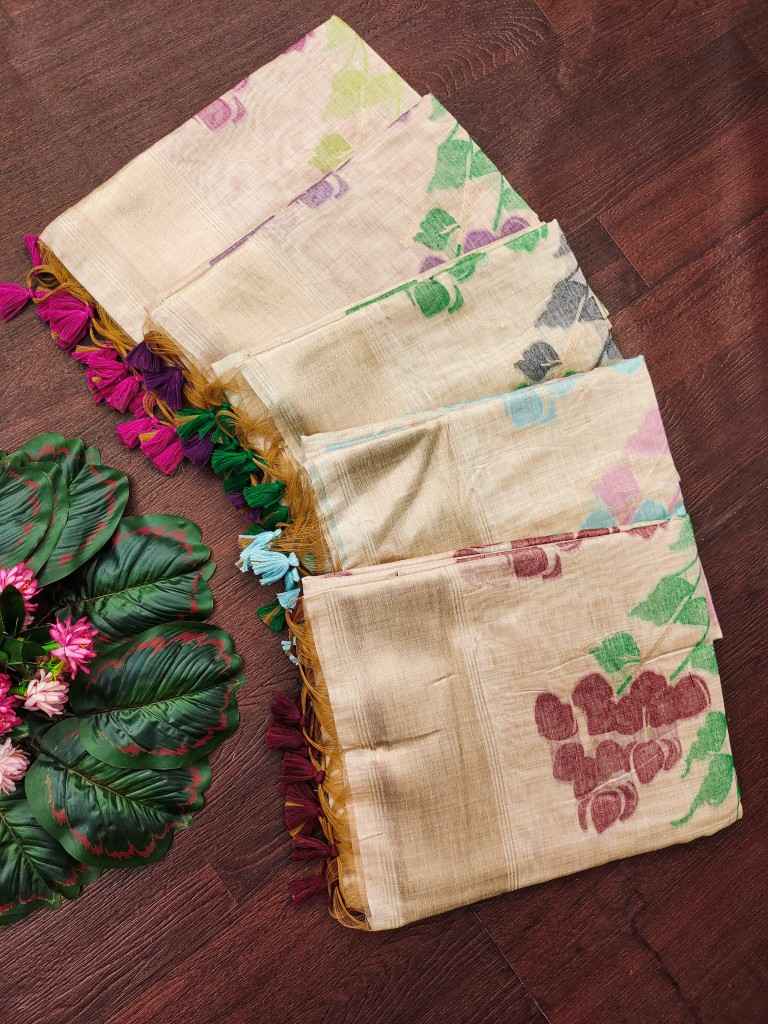 SOFT MUGA COTTON JAMDANI CONCEPT WEAVING SAREE AT WHOLESALE PRICE