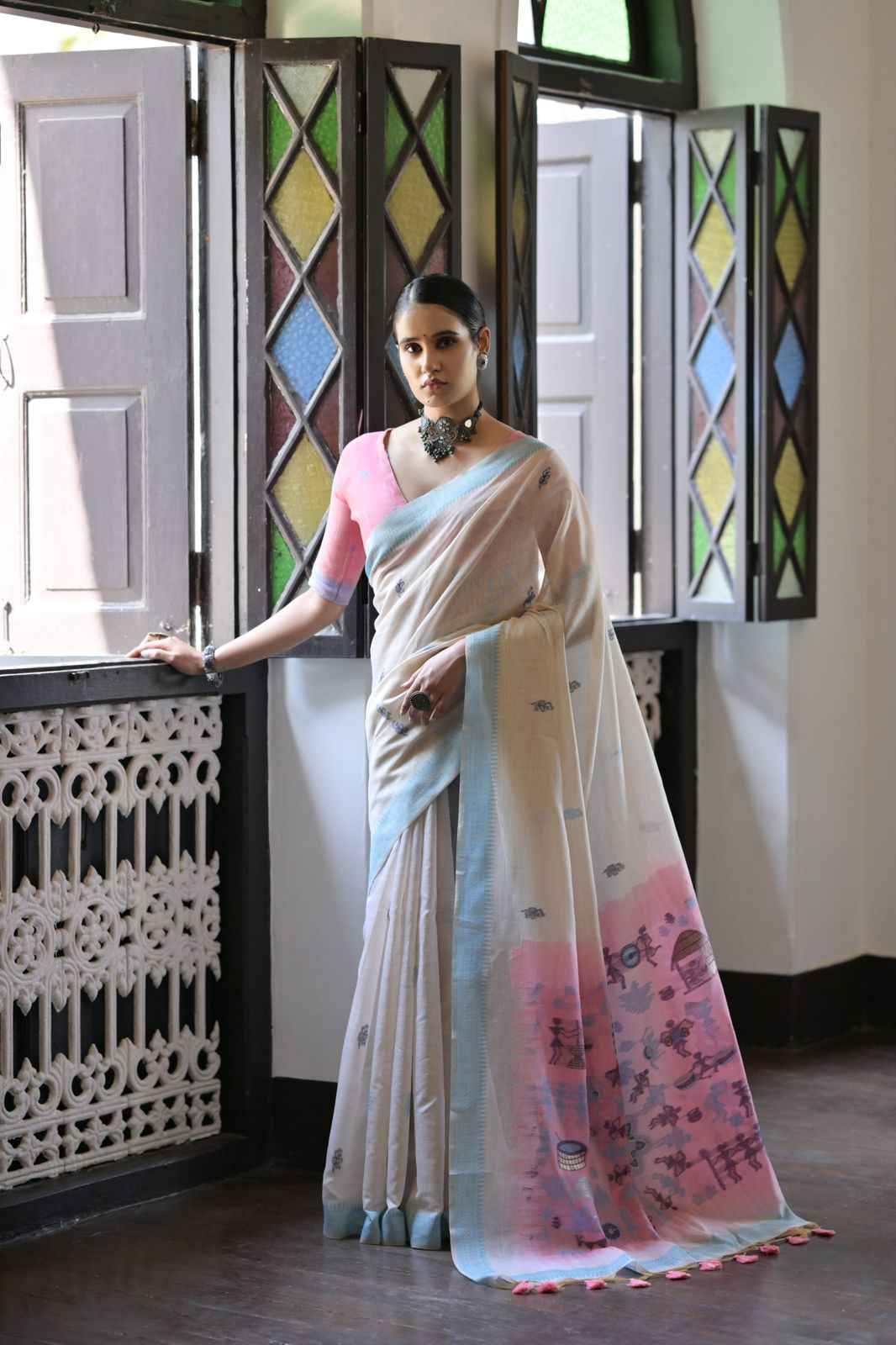 SOFT MUGA COTTON WEAVING PALLU SAREE AT WHOLESALE PRICE