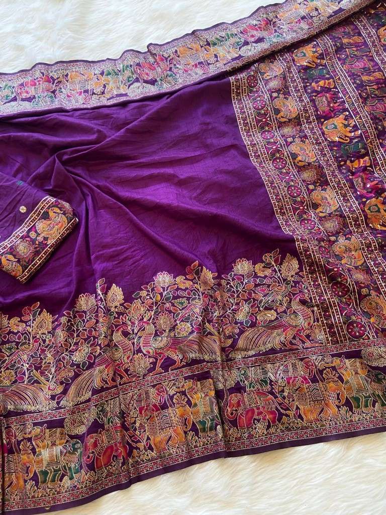 SOFT N PURE RAJWADI PASHMINA SILK WEAVING SAREE AT WHOLESALE PRICE