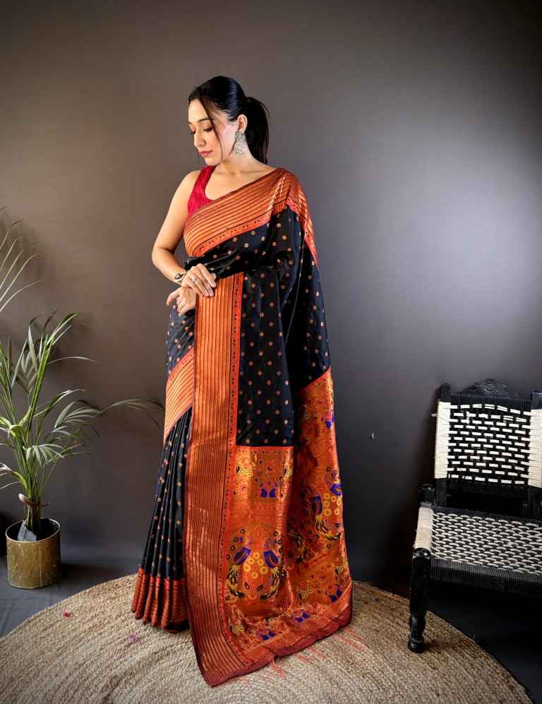 SOFT PAITHANI SILK RICH PALLU AND HEAVY ZARI MINA WORK SAREE AT WHOLESALE PRICE