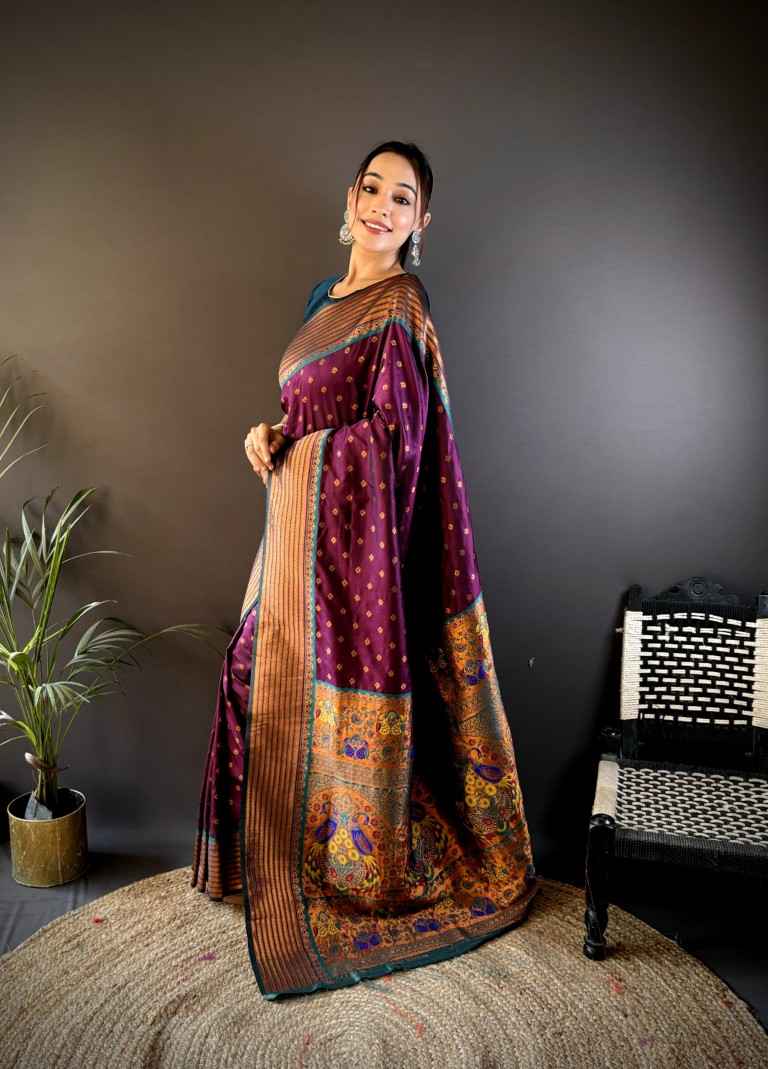 SOFT PAITHANI SILK RICH PALLU AND HEAVY ZARI MINA WORK SAREE AT WHOLESALE PRICE