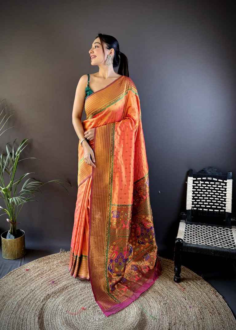 SOFT PAITHANI SILK RICH PALLU AND HEAVY ZARI MINA WORK SAREE AT WHOLESALE PRICE