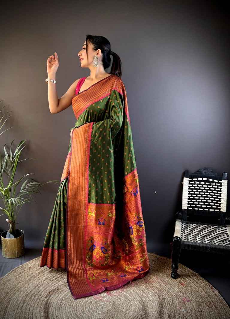 SOFT PAITHANI SILK RICH PALLU AND HEAVY ZARI MINA WORK SAREE AT WHOLESALE PRICE