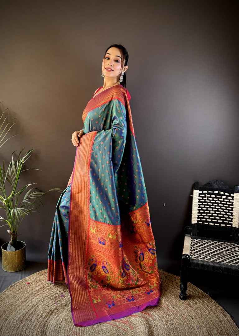 SOFT PAITHANI SILK RICH PALLU AND HEAVY ZARI MINA WORK SAREE AT WHOLESALE PRICE