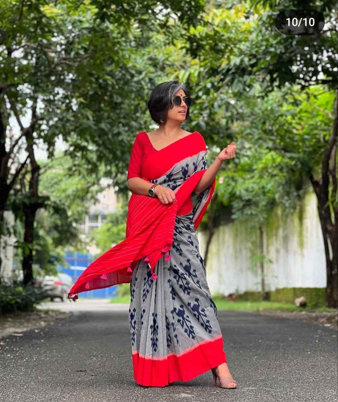 SOFT PURE COTTON IKKAT PRINTED FANCY SAREE AT WHOLESALE PRICE