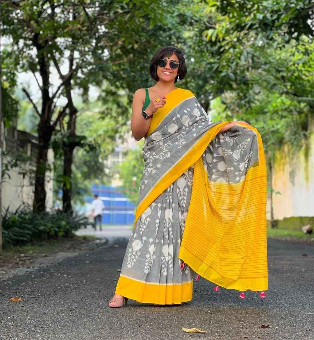 SOFT PURE COTTON IKKAT PRINTED FANCY SAREE AT WHOLESALE PRICE