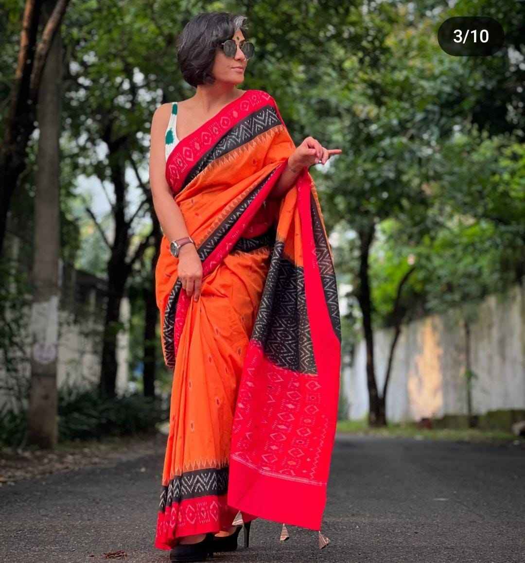 SOFT PURE COTTON IKKAT PRINTED FANCY SAREE AT WHOLESALE PRICE