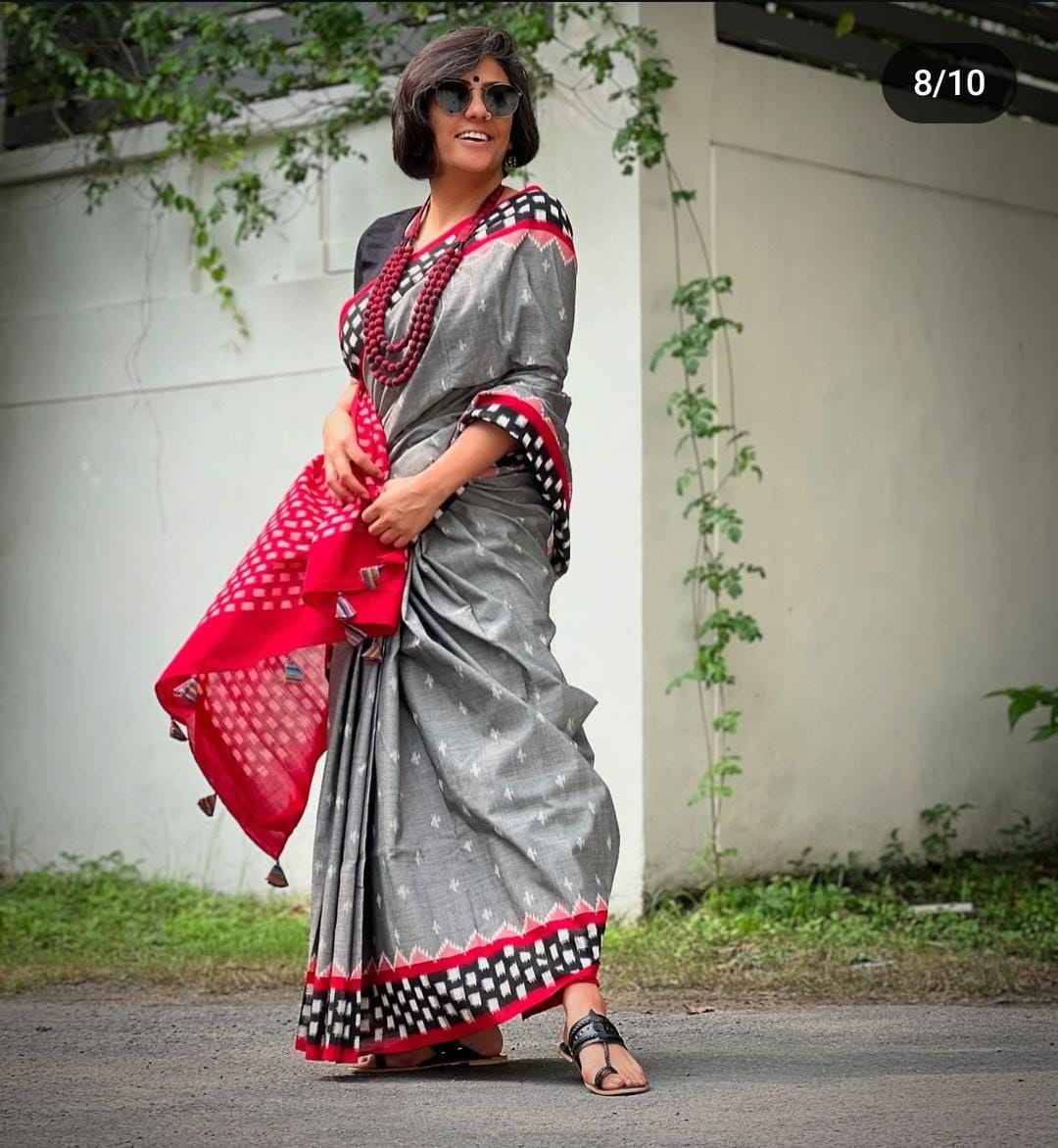 SOFT PURE COTTON IKKAT PRINTED FANCY SAREE AT WHOLESALE PRICE