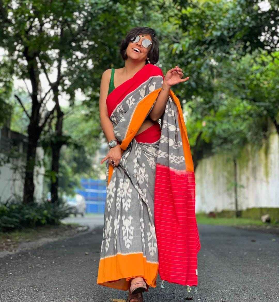 SOFT PURE COTTON IKKAT PRINTED FANCY SAREE AT WHOLESALE PRICE