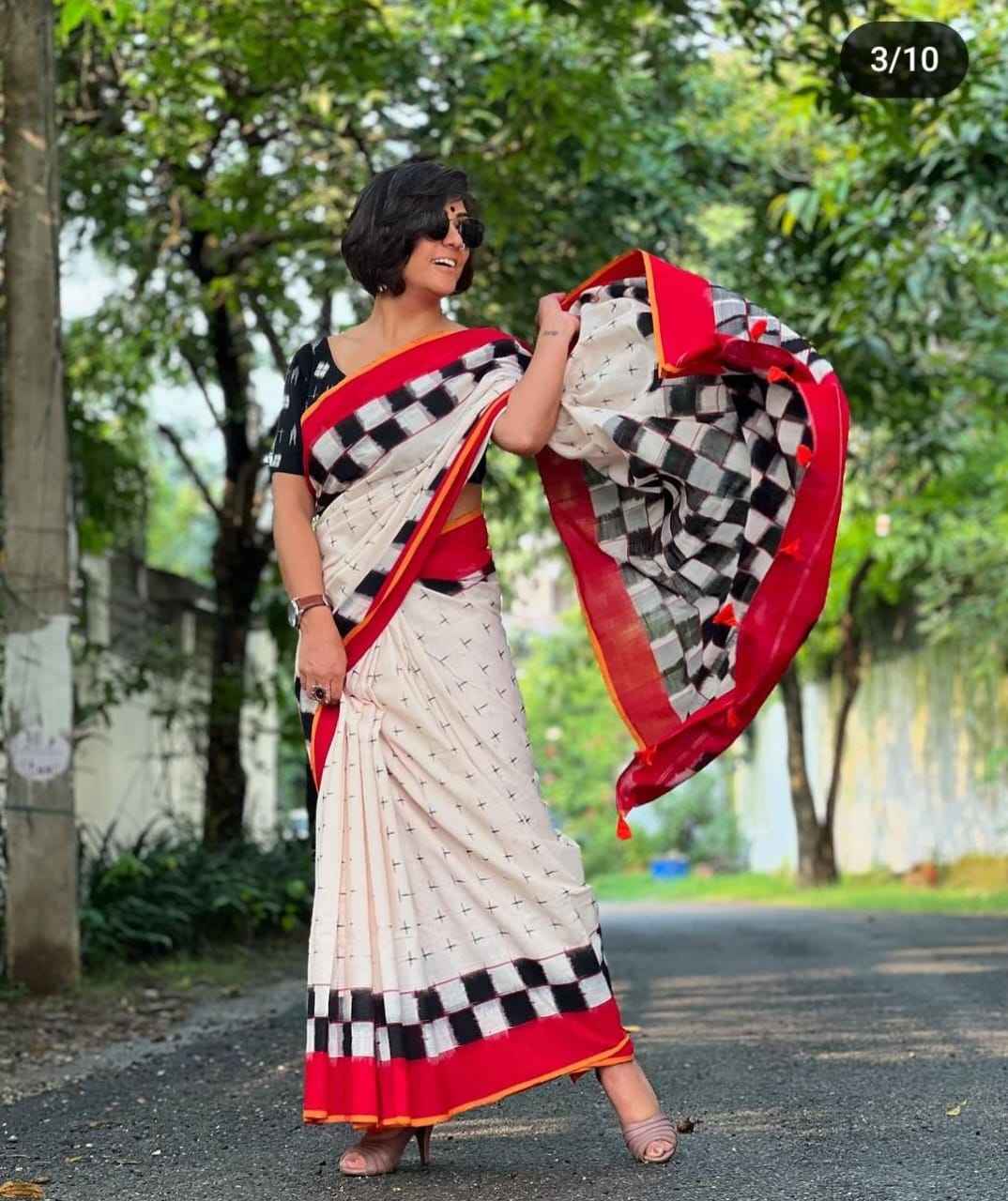 SOFT PURE COTTON IKKAT PRINTED FANCY SAREE AT WHOLESALE PRICE