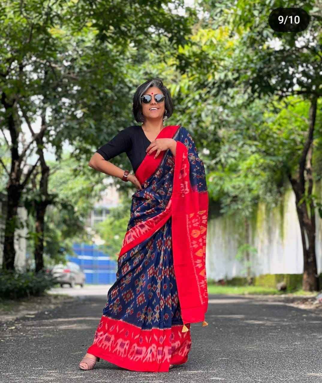 SOFT PURE COTTON IKKAT PRINTED FANCY SAREE AT WHOLESALE PRICE
