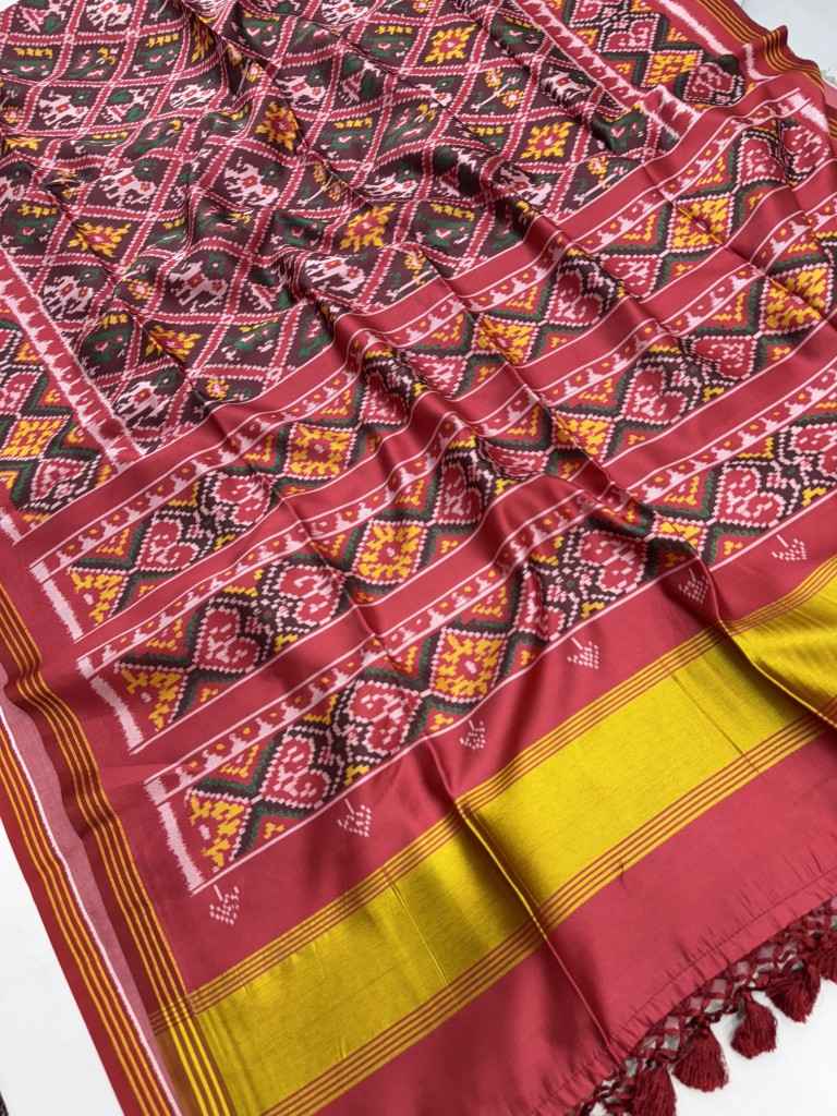 SOFT PURE PATOLA SILK WITH IKKAT PRINT SAREE AT WHOLESALE PRICE