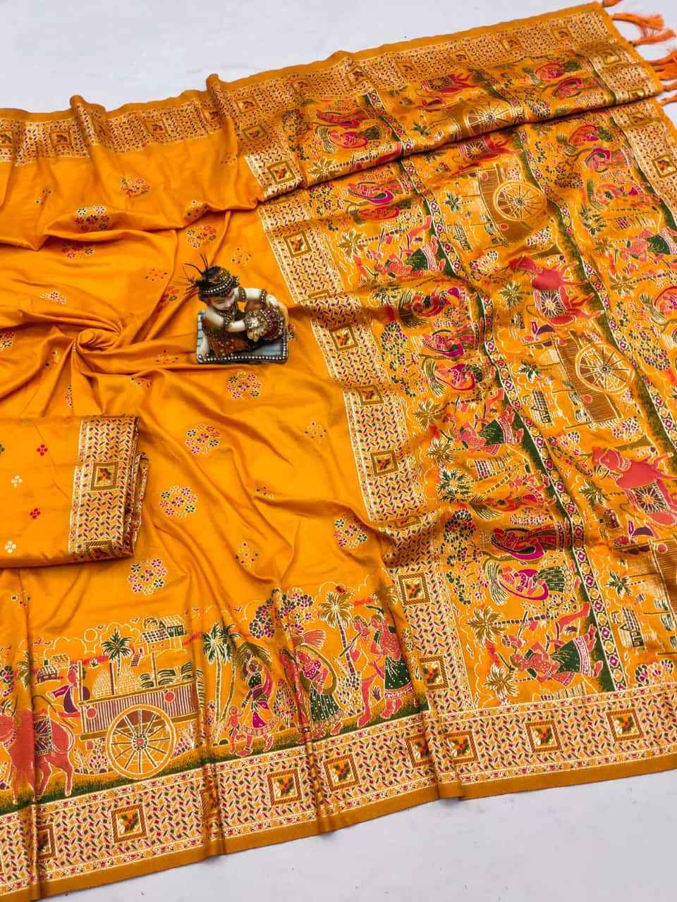 SOFT RAJWADI NYLON VISCOSE PASHMINA WEAVING SILK SAREE AT WHOLESALE PRICE