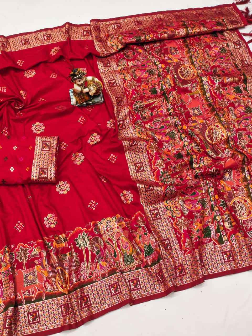 SOFT RAJWADI NYLON VISCOSE PASHMINA WEAVING SILK SAREE AT WHOLESALE PRICE
