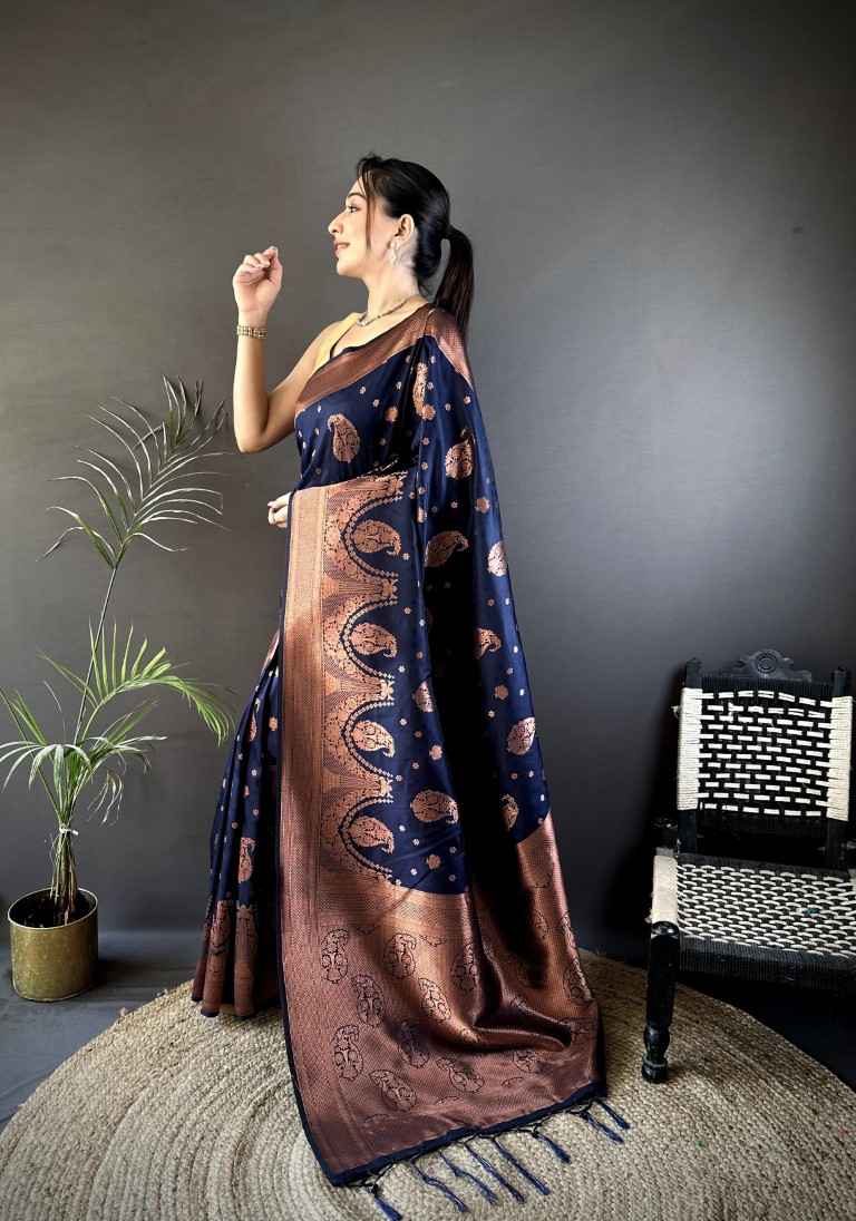 SOFT SILK BANARASI COPPER JARI WEAVING SAREE AT WHOLESALE PRICE