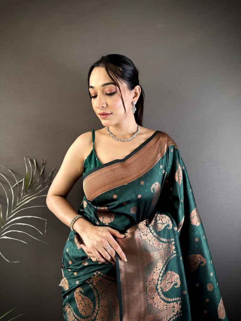 SOFT SILK BANARASI COPPER JARI WEAVING SAREE AT WHOLESALE PRICE