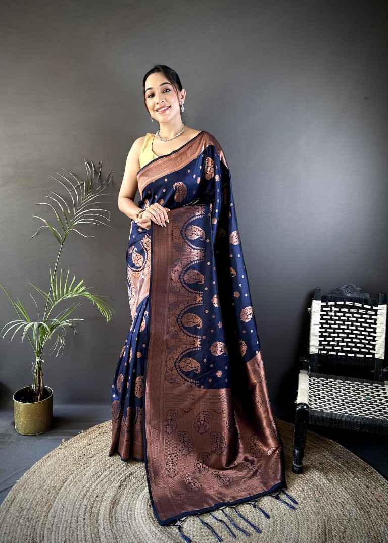 SOFT SILK BANARASI COPPER JARI WEAVING SAREE AT WHOLESALE PRICE