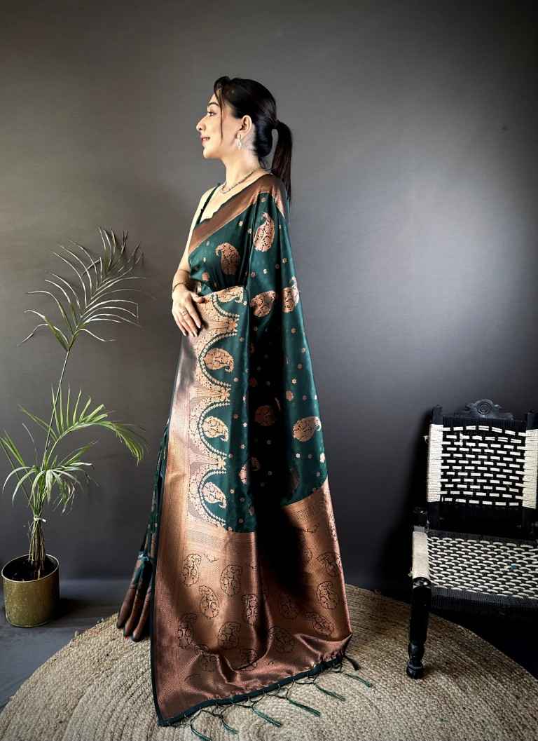 SOFT SILK BANARASI COPPER JARI WEAVING SAREE AT WHOLESALE PRICE