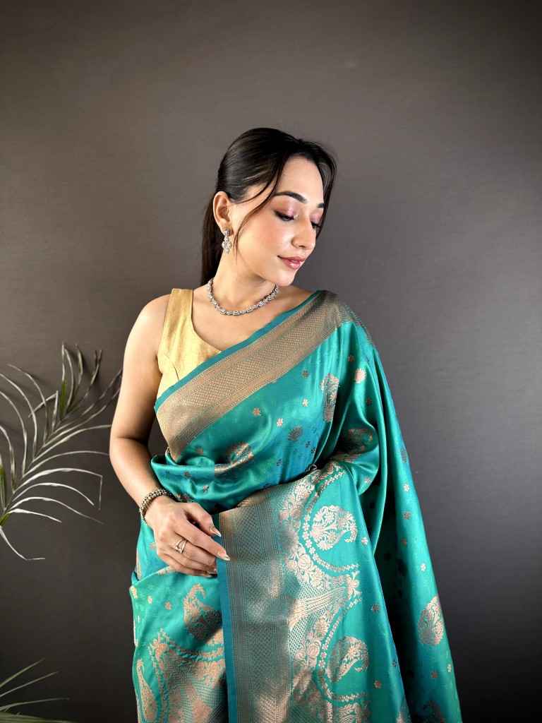 SOFT SILK BANARASI COPPER JARI WEAVING SAREE AT WHOLESALE PRICE