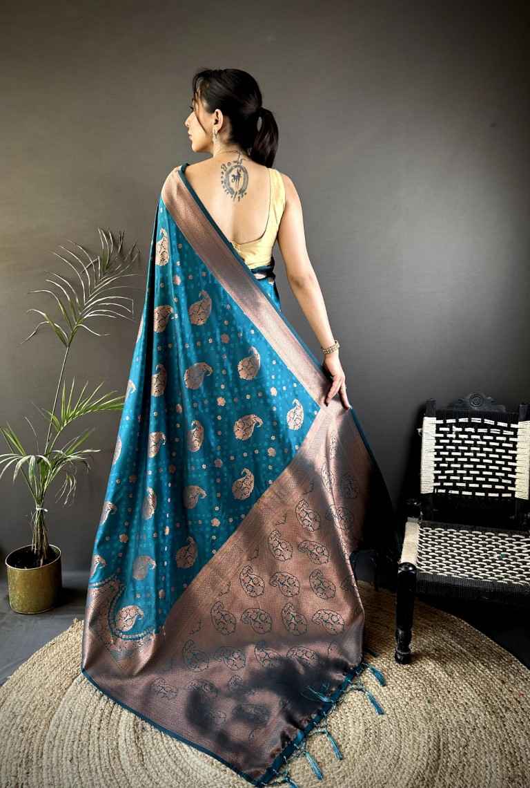 SOFT SILK BANARASI COPPER JARI WEAVING SAREE AT WHOLESALE PRICE