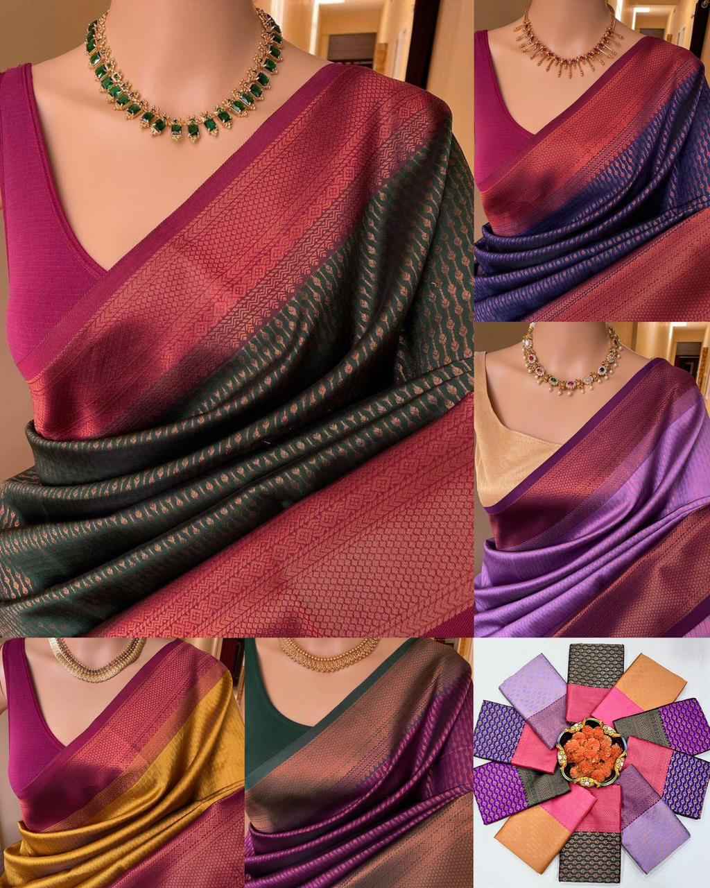 SOFT SILK JACQUARD WORK WITH RICH PALLU SAREE CODE 206 AT WHOLESALE PRICE