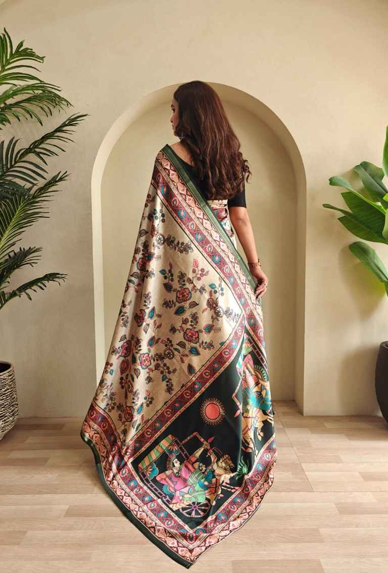 SOFT SILK KALAMKARI FUSION PRINTED SAREE AT WHOLESALE PRICE