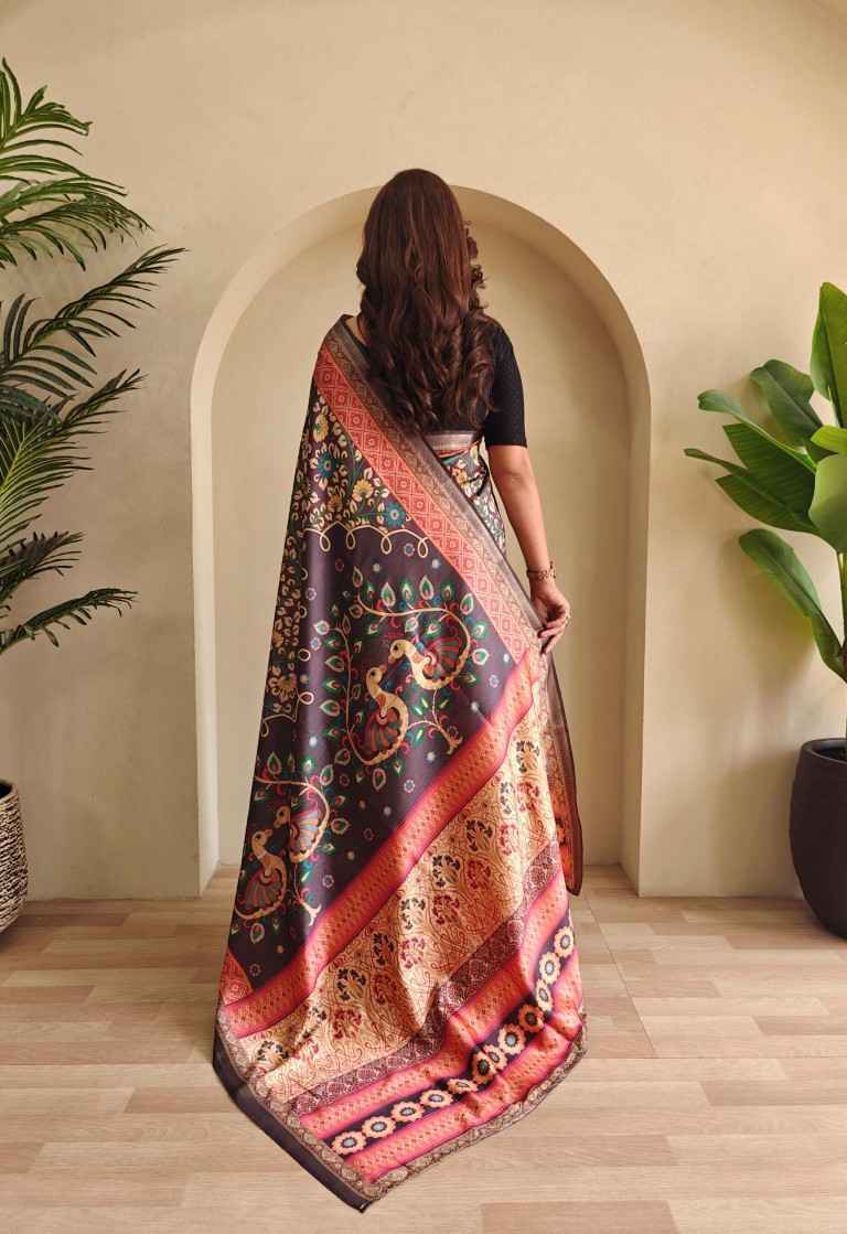 SOFT SILK KALAMKARI FUSION PRINTED SAREE AT WHOLESALE PRICE