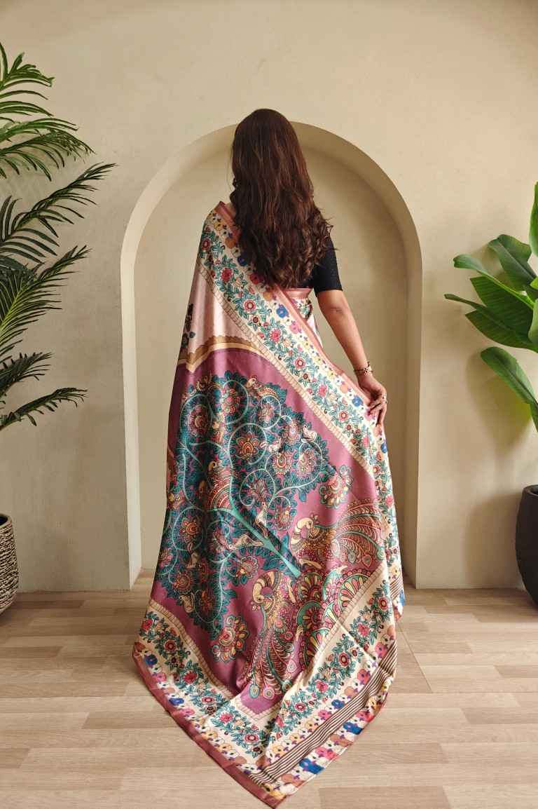 SOFT SILK KALAMKARI FUSION PRINTED SAREE AT WHOLESALE PRICE