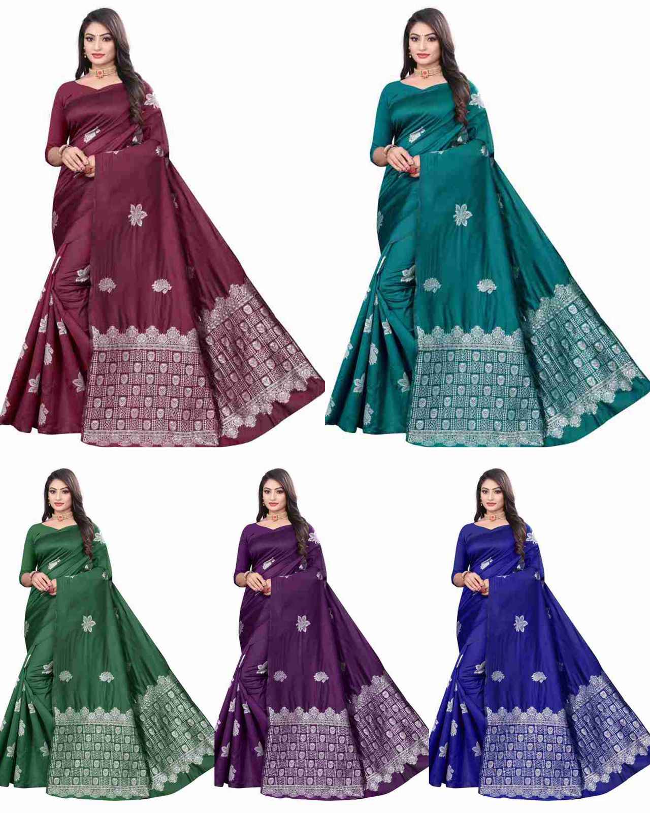 SOFT SILK RICH PALLU AND JACQUARD WORK SAREE CODE 100 AT WHOLESALE PRICE