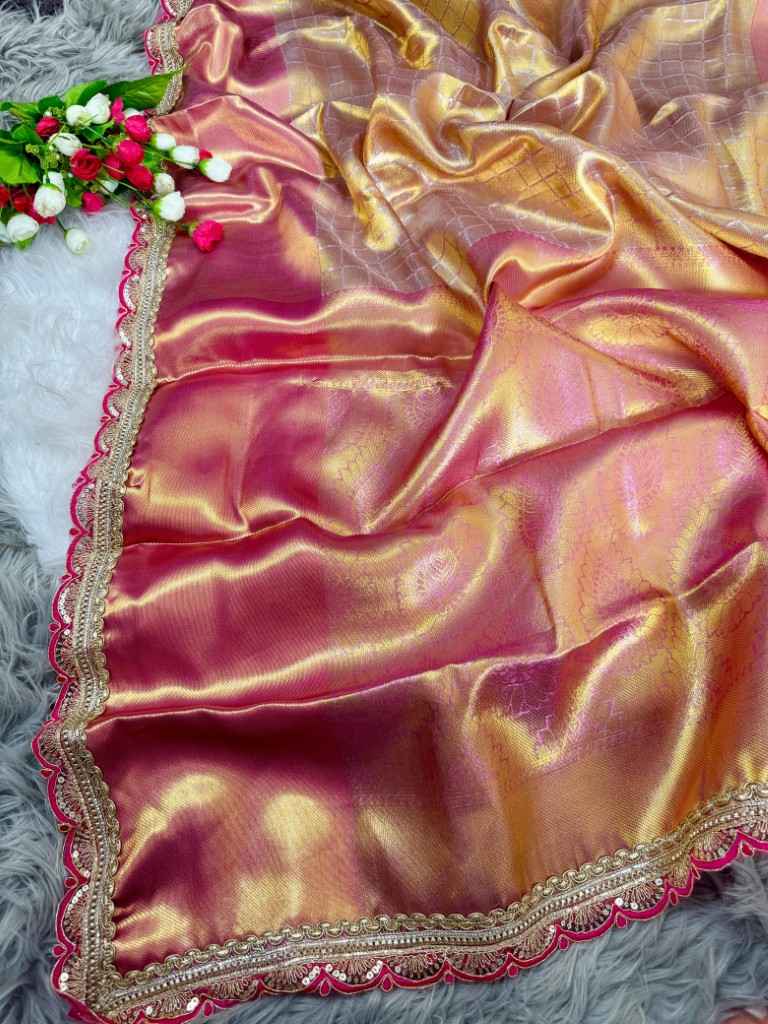 SOFT TISSUE SILK  CHEX DESIGN AND RICH PALLU SAREE AT WHOLESALE PRICE