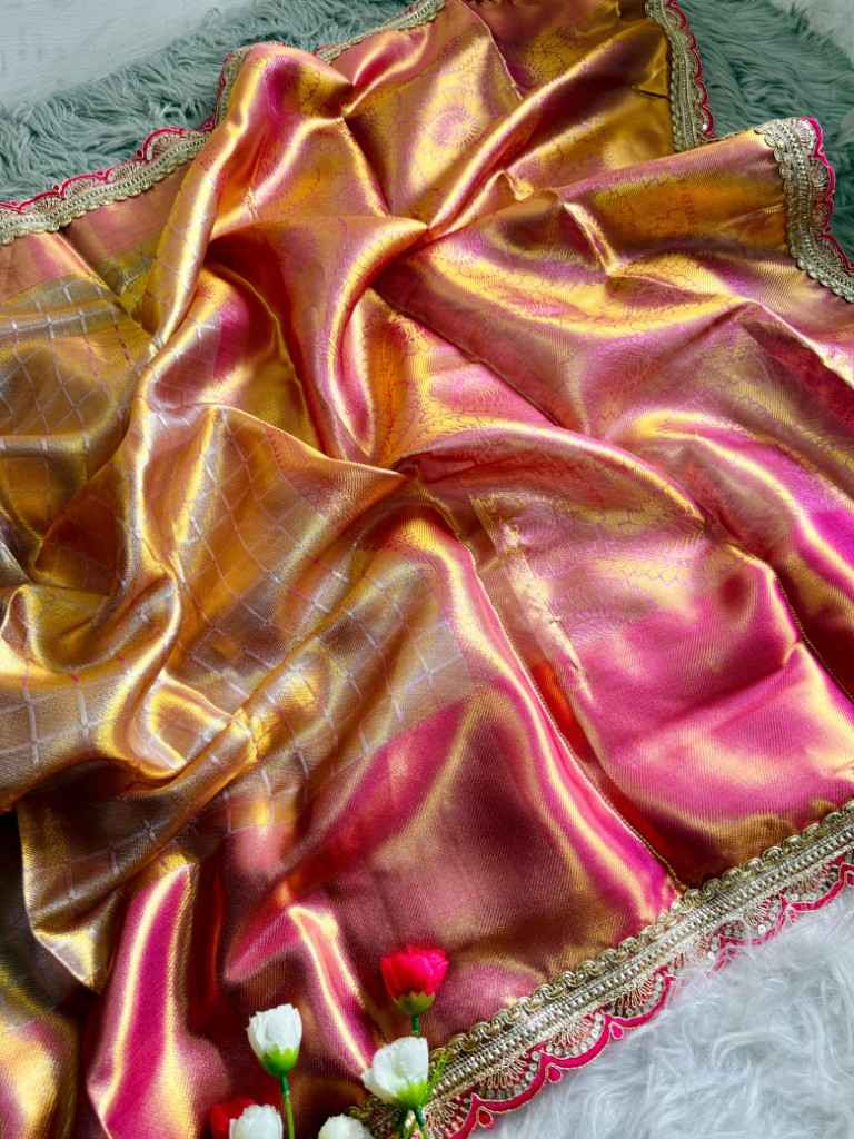 SOFT TISSUE SILK  CHEX DESIGN AND RICH PALLU SAREE AT WHOLESALE PRICE