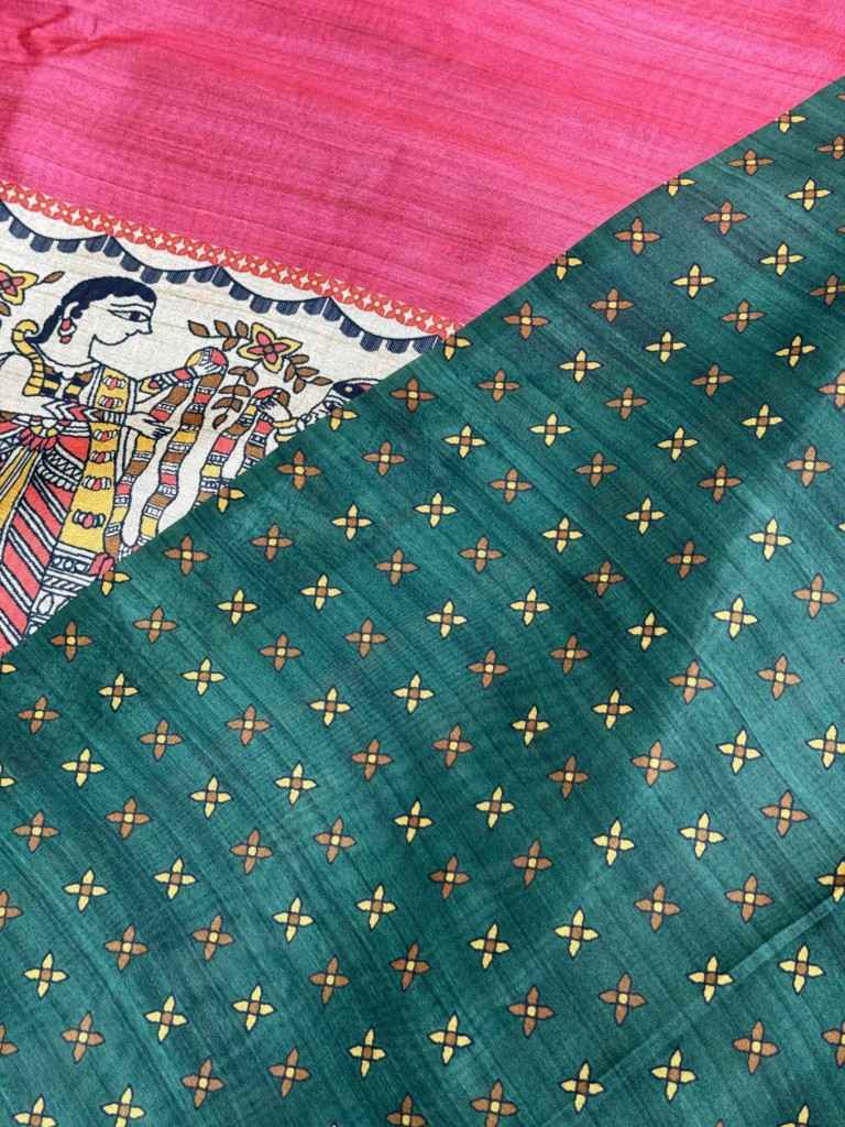 SOFT TUSSAR SILK TRADITIONAL KALAMKARI PRINTED SAREE AT WHOLESALE PRICE