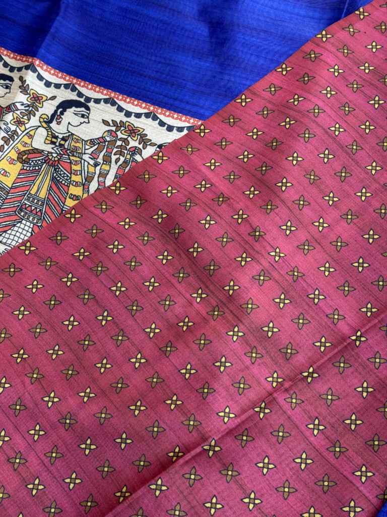 SOFT TUSSAR SILK TRADITIONAL KALAMKARI PRINTED SAREE AT WHOLESALE PRICE