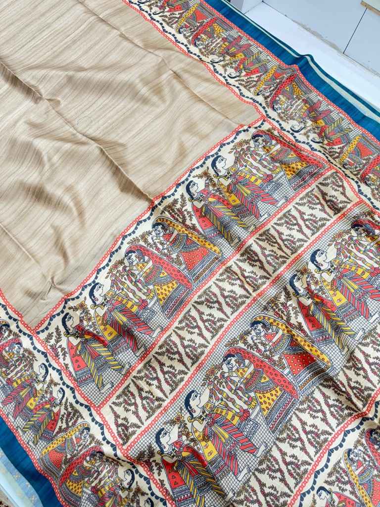 SOFT TUSSAR SILK TRADITIONAL KALAMKARI PRINTED SAREE AT WHOLESALE PRICE