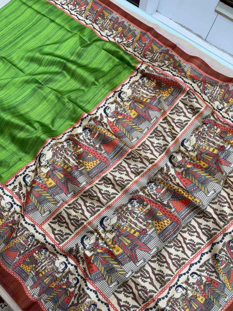 SOFT TUSSAR SILK TRADITIONAL KALAMKARI PRINTED SAREE AT WHOLESALE PRICE