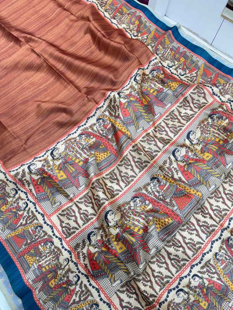 SOFT TUSSAR SILK TRADITIONAL KALAMKARI PRINTED SAREE AT WHOLESALE PRICE
