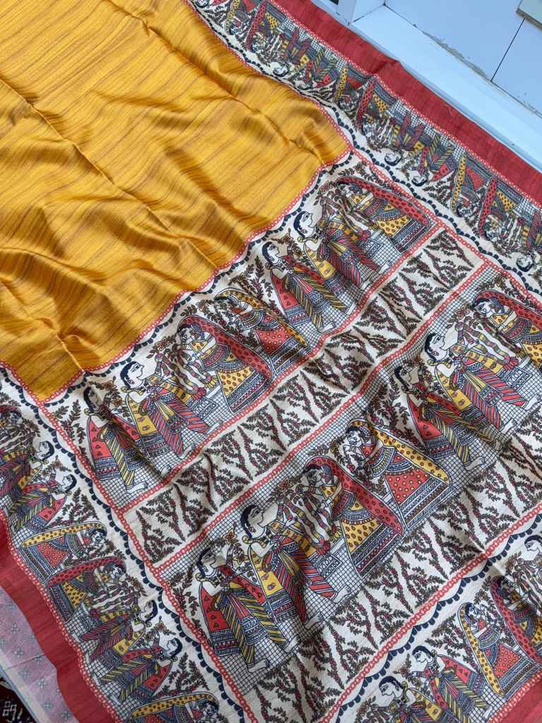 SOFT TUSSAR SILK TRADITIONAL KALAMKARI PRINTED SAREE AT WHOLESALE PRICE