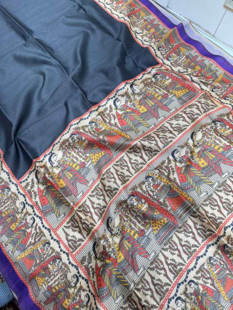 SOFT TUSSAR SILK TRADITIONAL KALAMKARI PRINTED SAREE AT WHOLESALE PRICE