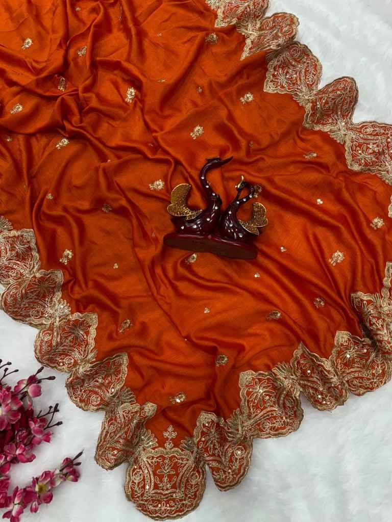 SOFT VICHITRA SILK CORDING WITH SEQUENCE EMBROIDERY WORK SAREE AT WHOLESALE PRICE