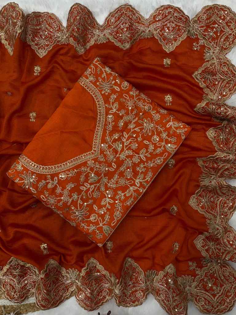 SOFT VICHITRA SILK CORDING WITH SEQUENCE EMBROIDERY WORK SAREE AT WHOLESALE PRICE