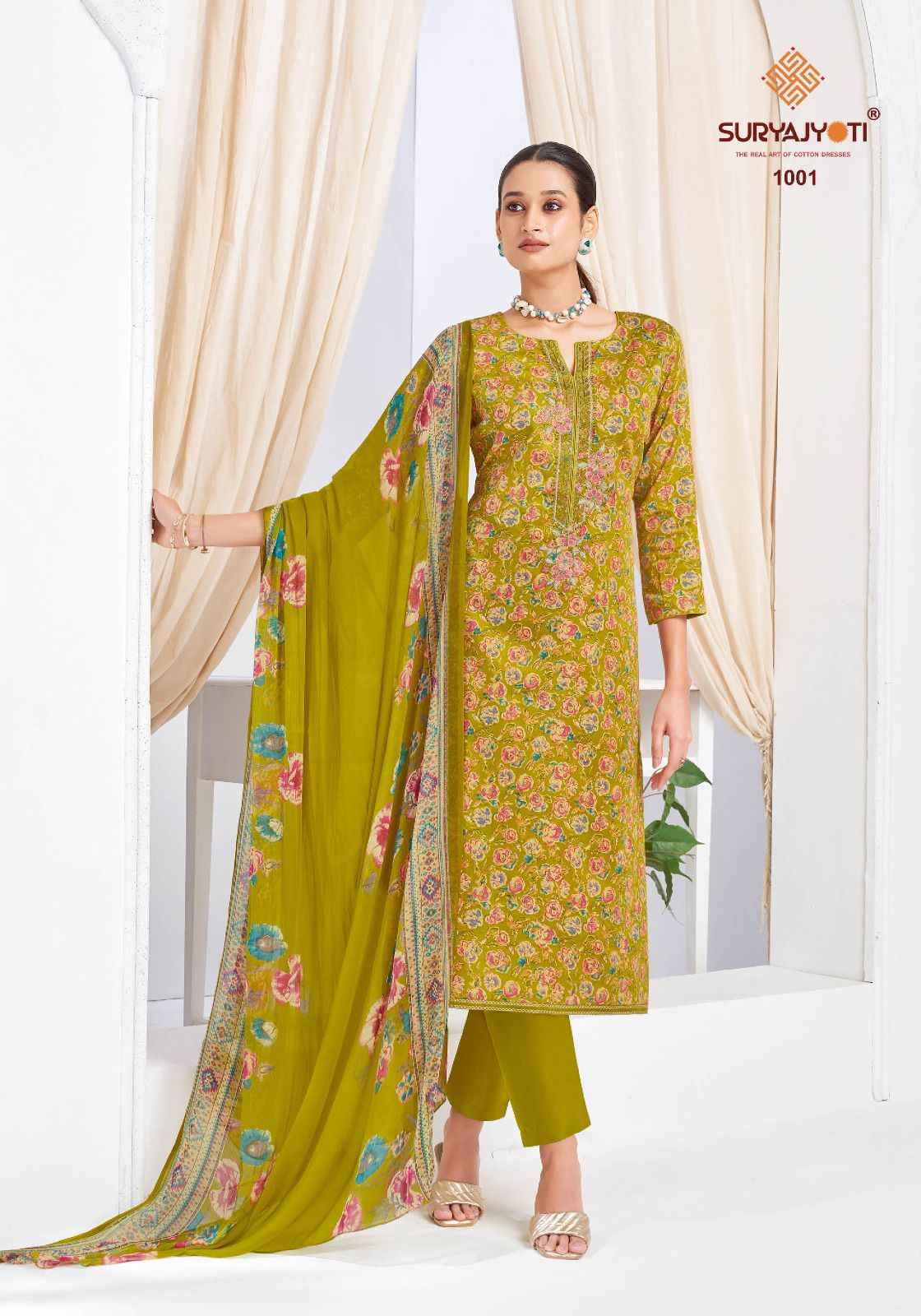 SURYAJYOTI KALPANA VOL-01 JAAM SATIN PRINTED DRESS MATERIAL AT WHOLESALE PRICE