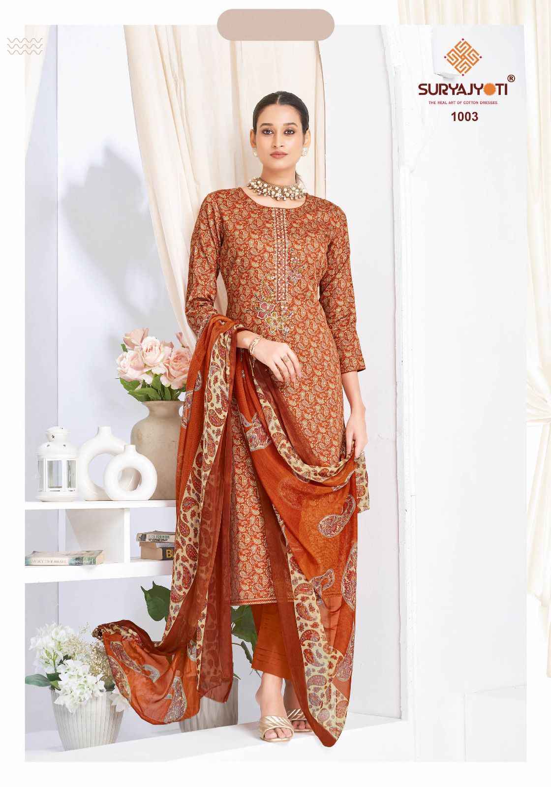 SURYAJYOTI KALPANA VOL-01 JAAM SATIN PRINTED DRESS MATERIAL AT WHOLESALE PRICE