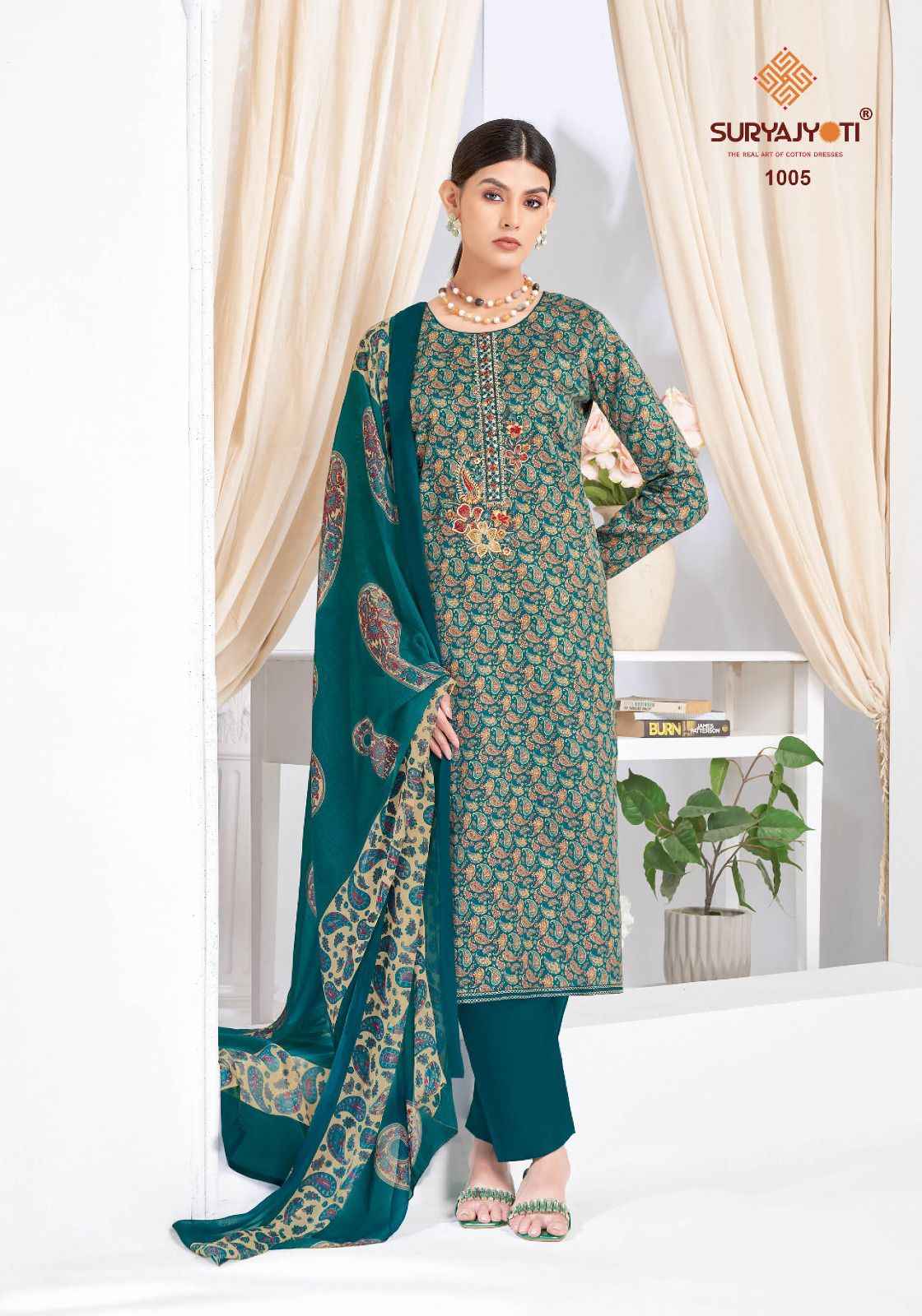 SURYAJYOTI KALPANA VOL-01 JAAM SATIN PRINTED DRESS MATERIAL AT WHOLESALE PRICE